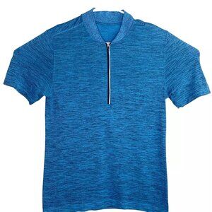 Lululemon Mens 1/4 Zip Surge Metal Vent Tech Polo Shirt Blue Heathered Small